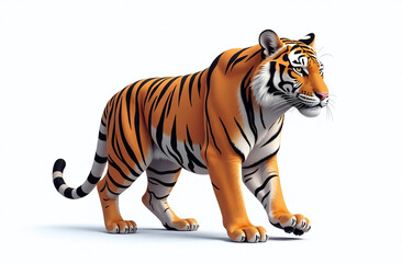 Majestic tiger in detailed artwork on white background...