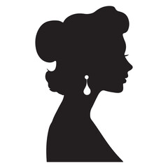 Minimalist Vector Art Black Princess Girls Silhouette In White Background