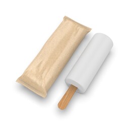 Blank ice cream template packaging mockup isolated on white background. 3d illustration.