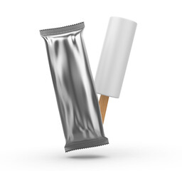 Blank ice cream template packaging mockup isolated on white background. 3d illustration.