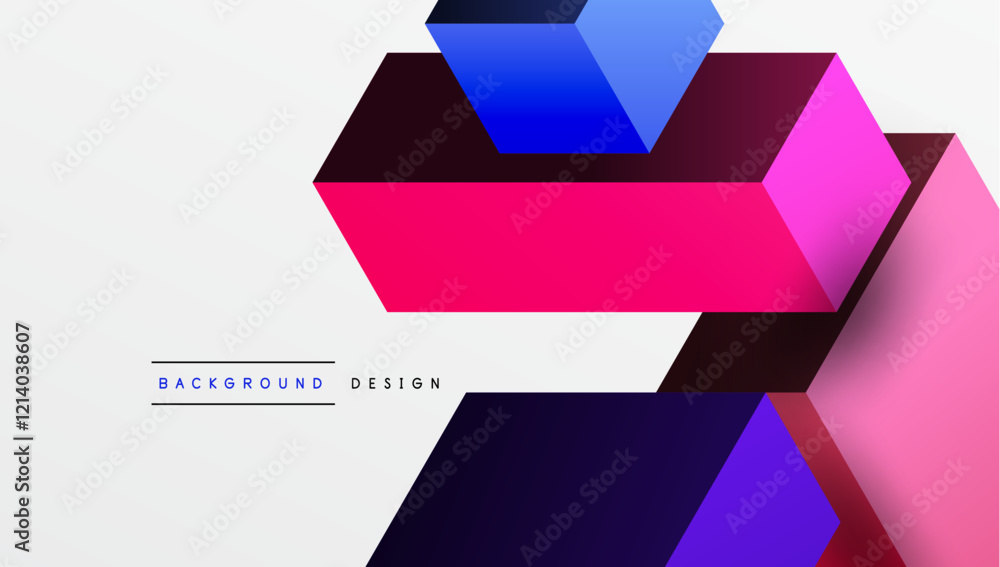 Poster Sleek abstract design featuring isometric 3D blocks in a clean, modern composition. Perfect for tech-inspired themes, with vibrant colors and geometric precision