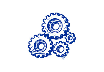 Gears hand drawn sketch vector