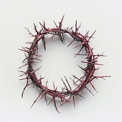 Obraz premium A circular crown made of thorny branches, symbolizing suffering and sacrifice. isolated on white background