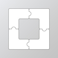 Puzzle square template with 4 pieces. Square info graphic. Jigsaw puzzle business presentation infographic, parts of process diagram. Business presentation for infographics. Vector illustration