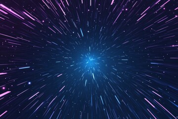 Fototapeta premium Abstract Space Warp with Neon Streaks and Starfield Background.