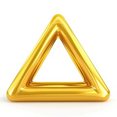 A shiny golden triangular frame with a smooth, reflective surface. isolated on white background
