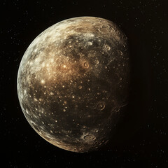 Naklejka premium Planet Mercury in space against a starry background