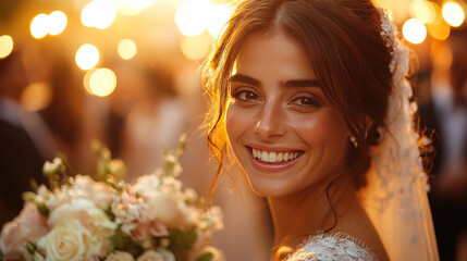Fototapeta premium A Jewish wedding procession celebrating with music, dancing, and the breaking of the glass