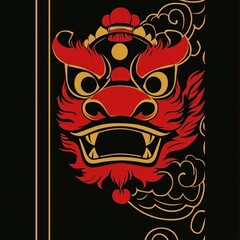 Majestic Lion Dance Mask Chinese New Year Celebration Design