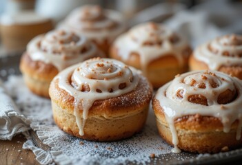 A fragrant cinnamon bun topped with a golden crust and glaze. Its tender dough and rich cinnamon aroma make it the perfect dessert for baking lovers