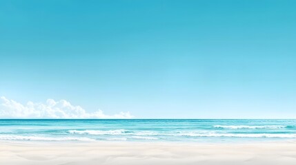 Obraz premium A breathtaking scene of a serene tropical beach with azure blue ocean waters and a clear sky horizon The tranquil waves gently lap at the pristine white sand