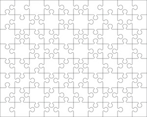 Illustration of big white puzzle, separate parts	