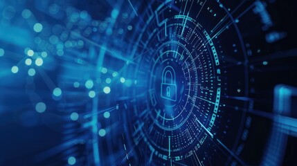 Cybersecurity Protection: Secure Digital Network with a Padlock Symbol