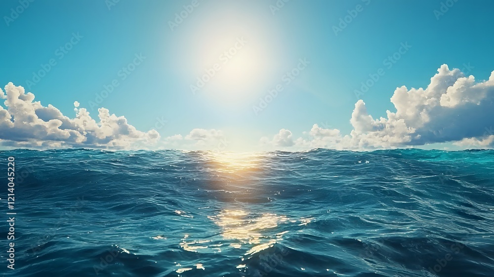 Poster mesmerizing seascape boundless azure waters and ethereal sky at sunset creating a captivating and se