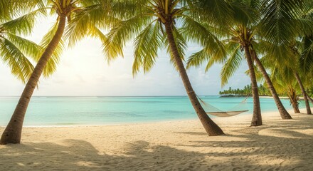 Tropical beach with turquoise waters.