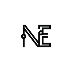 NE monogram logo design letter text name symbol monochrome logotype alphabet character simple logo