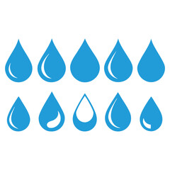 Droplets symbol set flat style vector art illustration