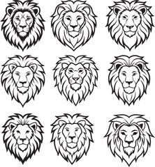Obraz premium vector silhouette lion head logo icon set design.without background. 