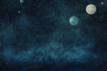 Night sky, planets, nebula, stars, mountains, cosmic, fantasy, backdrop, design, artwork