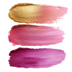 Elegant Gold Pink Purple Paint Strokes Abstract Design art brush image style isolated on transparent or white background, png