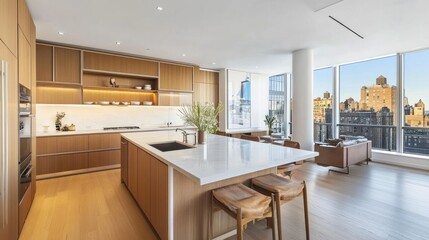 Luxury Apartment Kitchen with Stunning City View