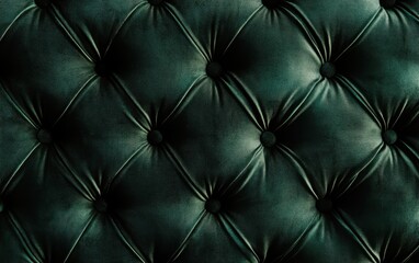Naklejka premium Deep Green Velvet Tufted Upholstery Close-Up Texture Background.