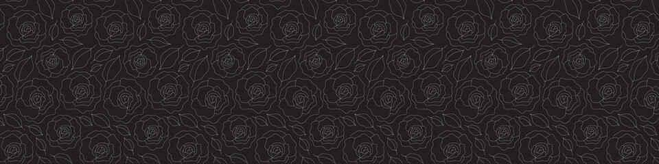 Black texture Line flower simple abstract flowers print. Trendy collage outline pattern. Fashionable template for fabric design.