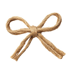 Jute Twine Bow White Background on transparent background.