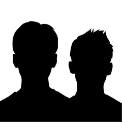 Two User Silhouettes Isolated on Transparent Background