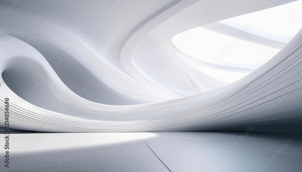 Poster clean white futuristic background featuring smooth curved lines and abstract shapes creates serene a