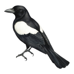 Obraz premium Elegant Magpie Bird Feathers on transparent background.