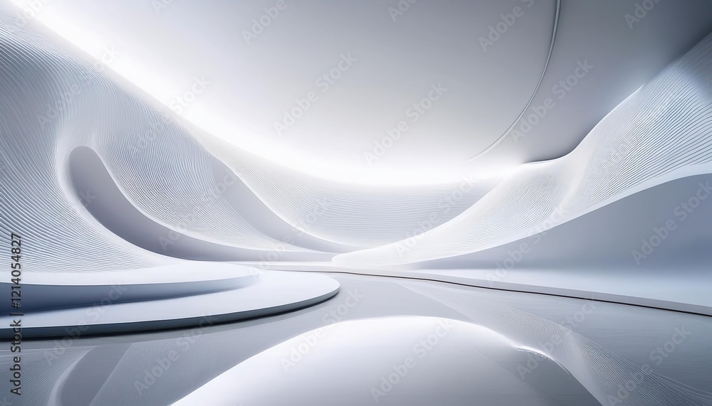 Poster clean white futuristic background featuring smooth curved lines and abstract shapes creates serene a