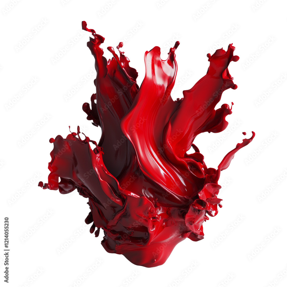Aufkleber a dynamic abstract image showcasing a vibrant red liquid splash frozen in mid-air exhibiting a compl