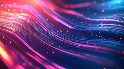 Abstract Wavy Lines with Glowing Particles