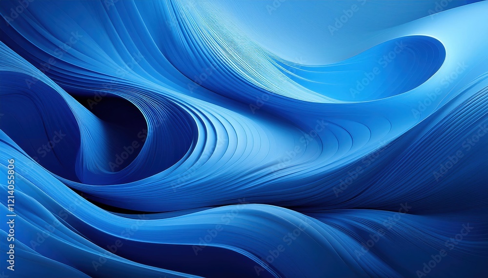 Poster fluid shapes and textures in varying shades of blue create abstract background