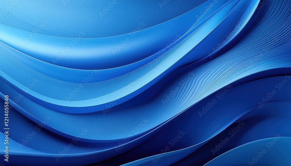 Poster fluid shapes and textures in varying shades of blue create abstract background