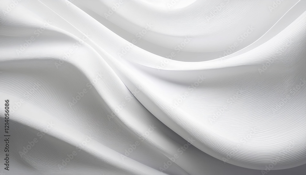 Poster soft textures and flowing shapes create abstract white background with subtle gradients, evoking sen