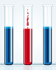 Colorful Test Tubes with Red Liquid on Light Background