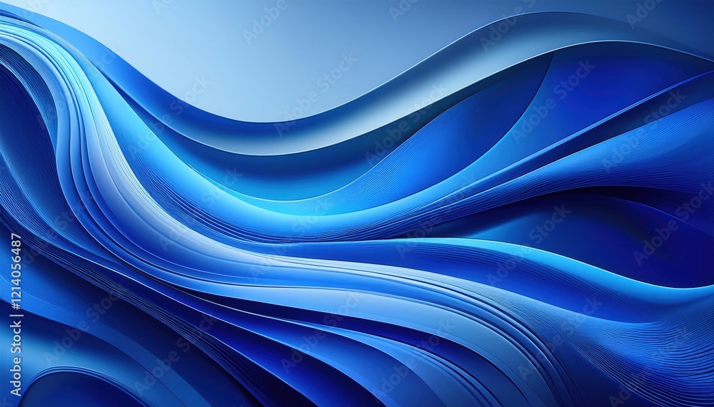 Poster abstract blue background with flowing shapes and gradients creating depth and movement