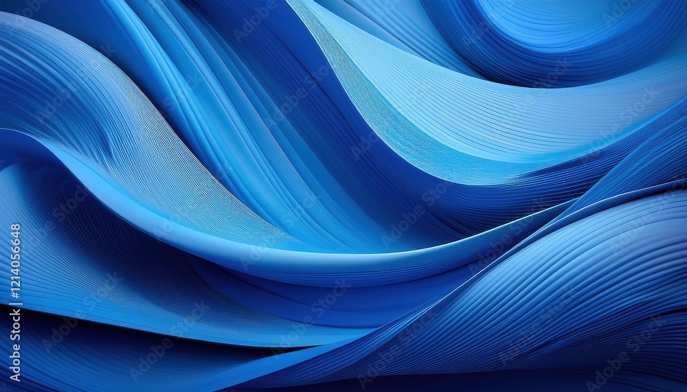 Poster abstract blue waves create serene and flowing background with gradients