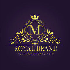 Letter M luxury gold logo concept