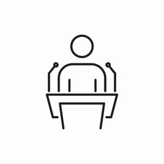 Conference podium meeting people icon vector sign