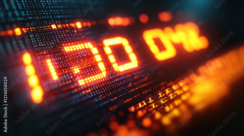 Poster digital 100% complete code screen, glowing digits