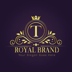Letter T luxury gold logo concept