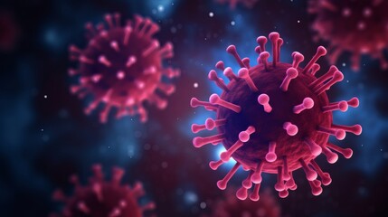 Fototapeta premium Intricate details of a virus showcasing its structure and unique features in a microscopic view