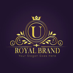 Letter U luxury gold logo concept