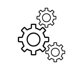Mechanical gear icons vector. Modern outline style for technology, machinery, industry, and engineering concepts.