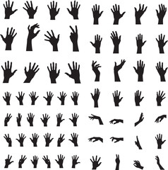 Set of silhouette hand vector, detailed hand gestures, signs, symbol, icon, logo showcasing human interaction, expression