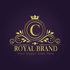 Letter C luxury gold logo concept
