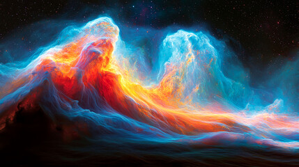 Cosmic Fire and Ice: A Celestial Nebula Painting